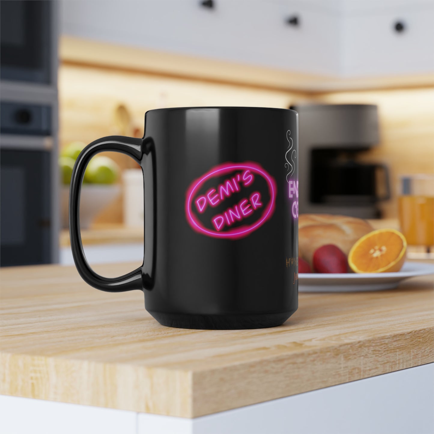 Demi's Diner Black Mug, 15oz