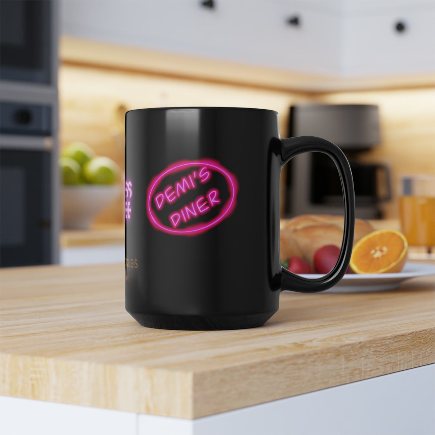 Demi's Diner Black Mug, 15oz