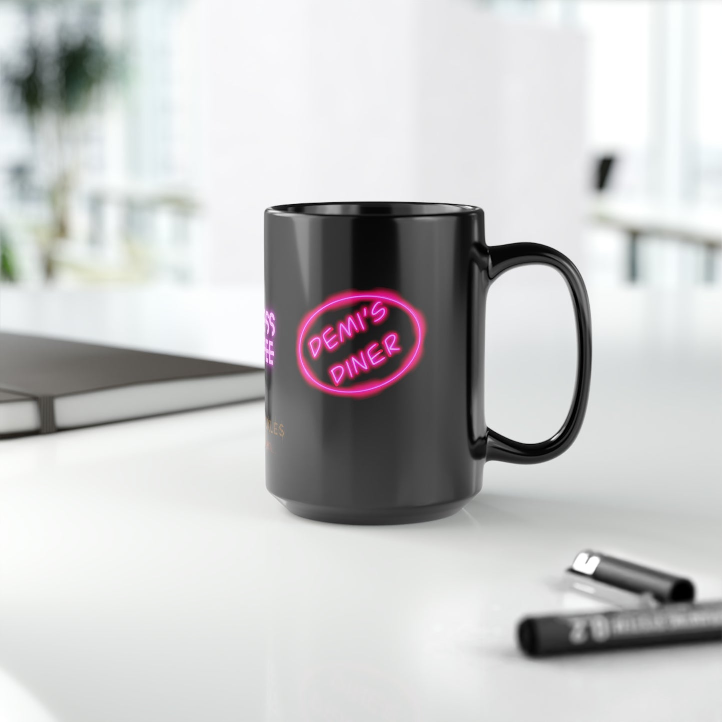 Demi's Diner Black Mug, 15oz